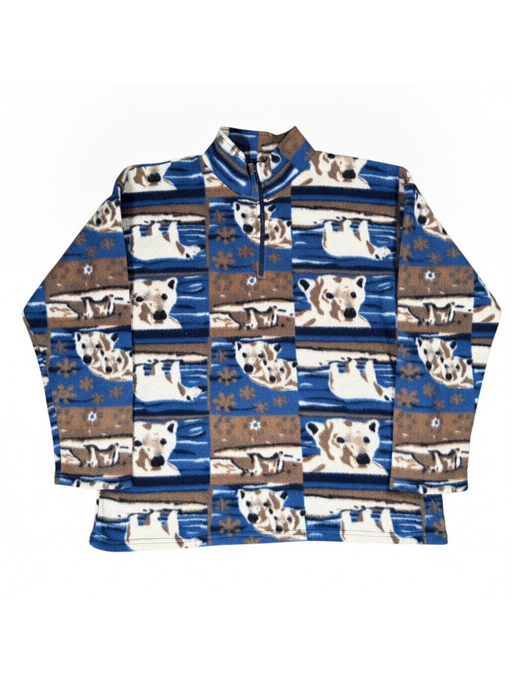 Vintage Higher State Polar Bear Print Fleece Pullover Sweater Size XL